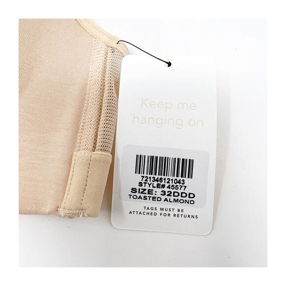 Lively Bra Womens 32D Mesh Plunge Deep V Wireless Bra In Toasted Almond New - Picture 5 of 7